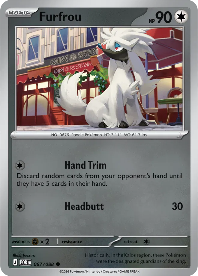 Pokemon Trading Card Game - Furfrou Perfect Order Common067/088 Reverse Holofoil