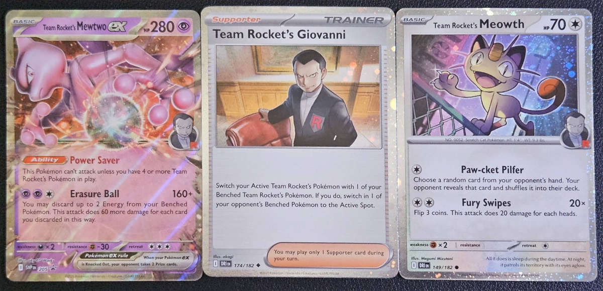 Pokemon Trading Card Game - Destined Rivals Team Rockets Giovanni Meowth Cosmo Mewtwo 205 Promo set