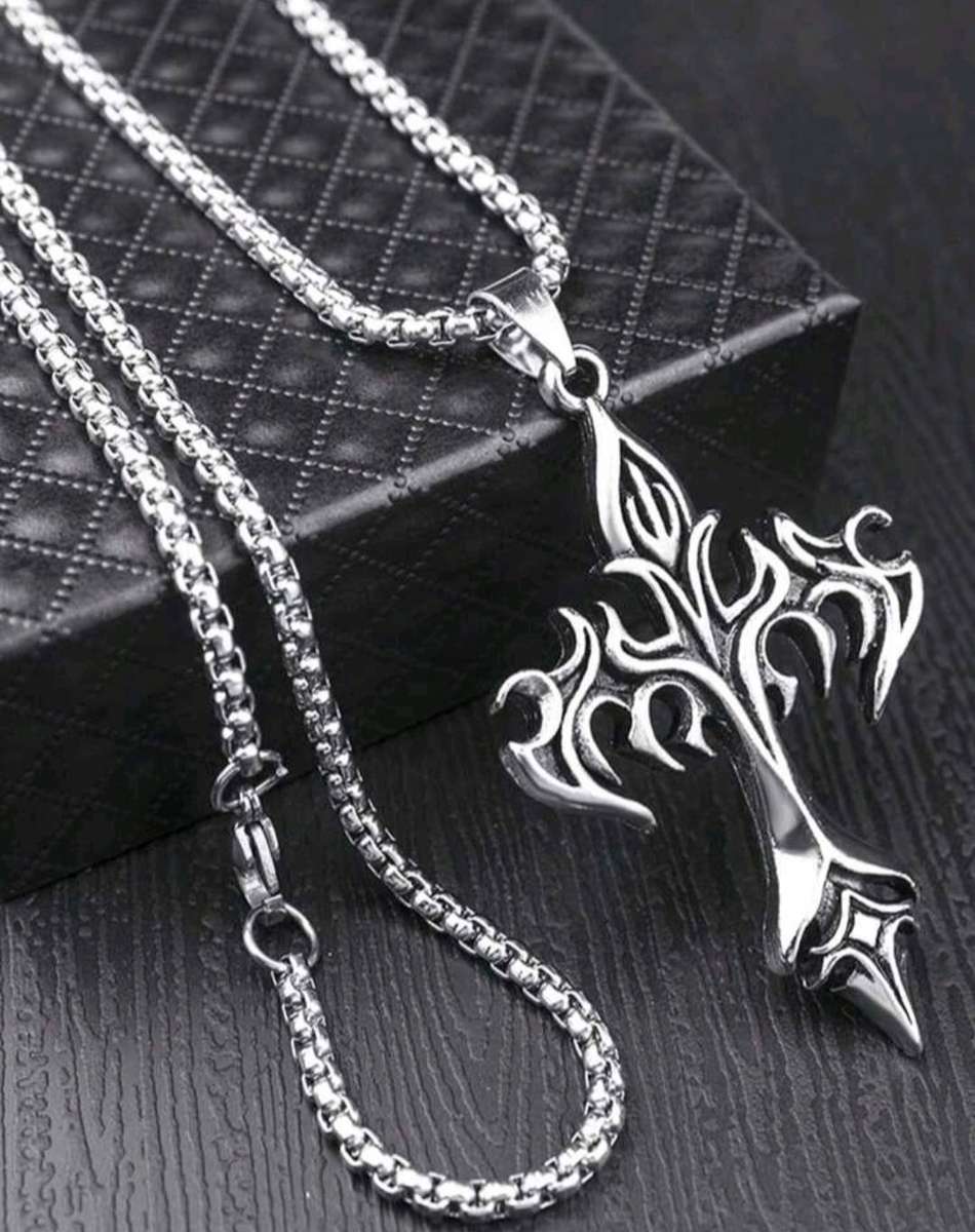 Gothic Cross Stainless Steel Pendant & Chain