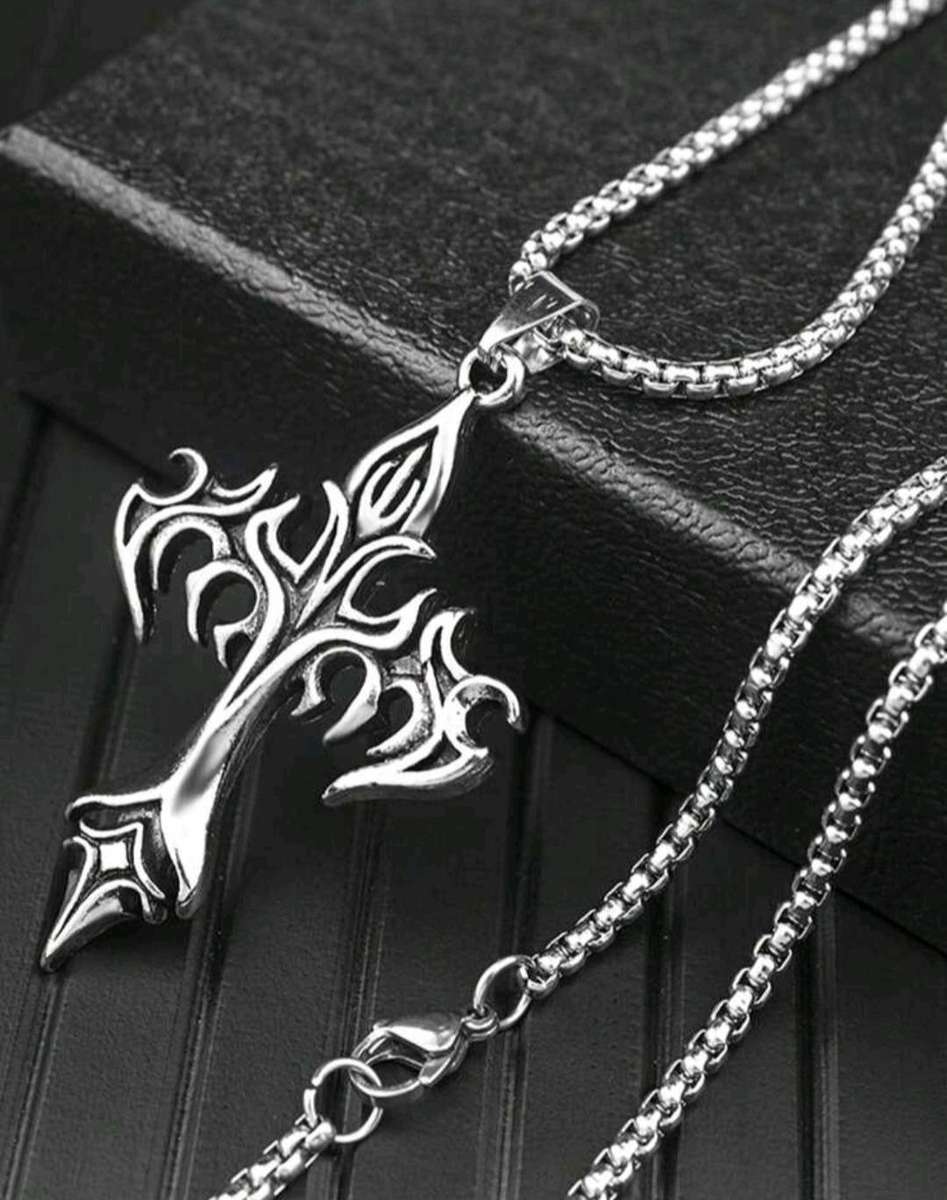 Gothic Cross Stainless Steel Pendant & Chain