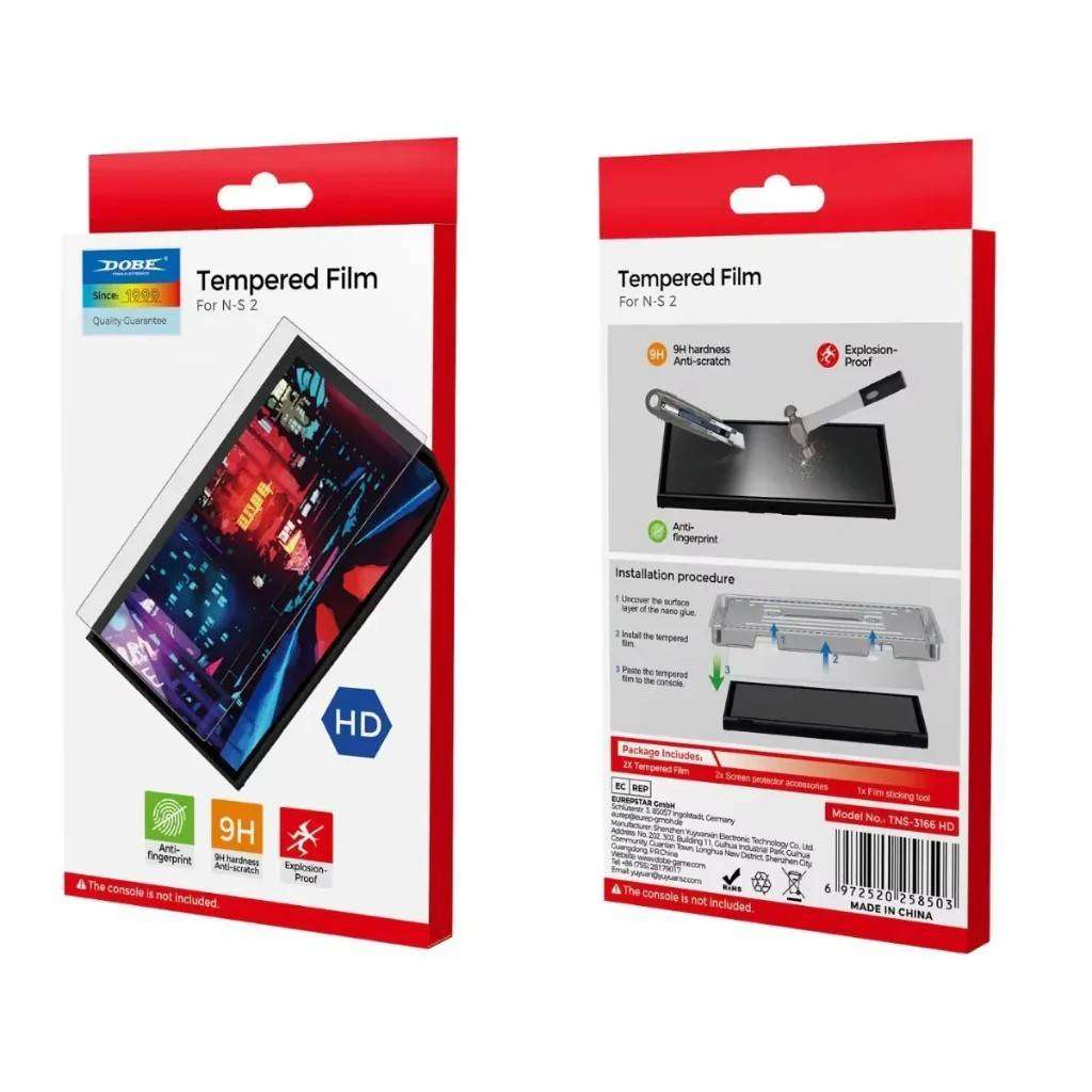 Dobe - Twin pack of Tempered Film screen protectors - Nintendo switch 2
