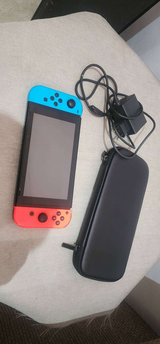 Nintendo Switch Console v2 + charger & pouch - Neon Blue & Red