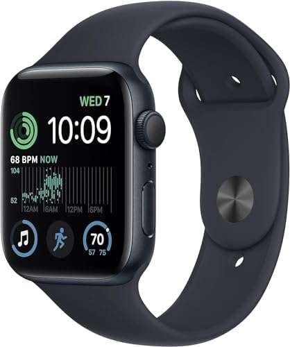 Apple watch se 2nd gen- model s2724 - gps plus cellular 44mm - midnight  with sport band - Large