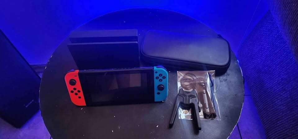 Nintendo switch console - with accessories - neon blue/neon red
