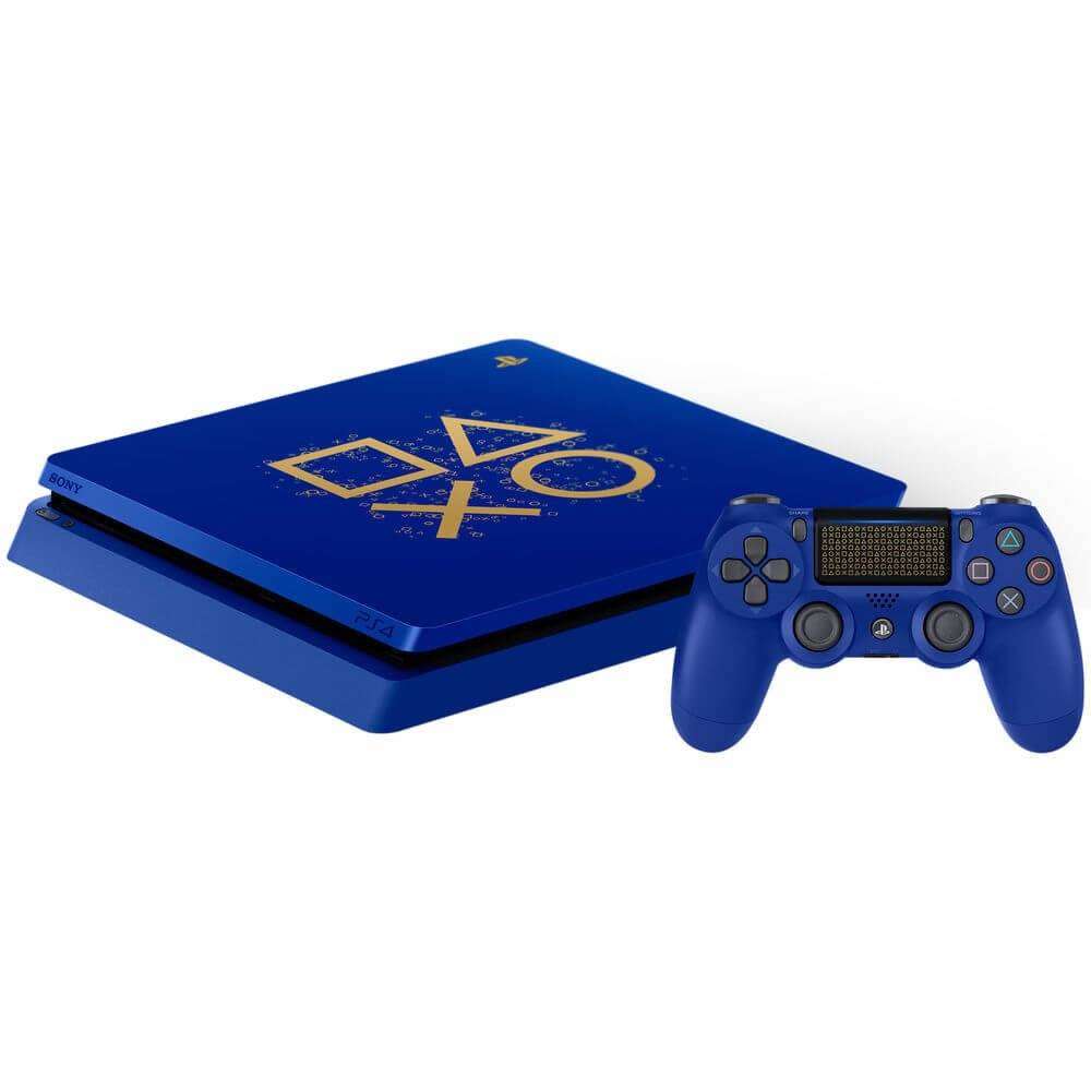 Ps4 slim -limited edition blue- console 1tb, hdr+ including 1controller and cables