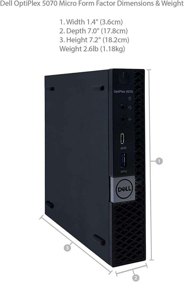 Dell Optiplex 5070 MFF Computer i5-8500T (6 Cores), 8GB ddr4 ram, 256GB nvme SSD
