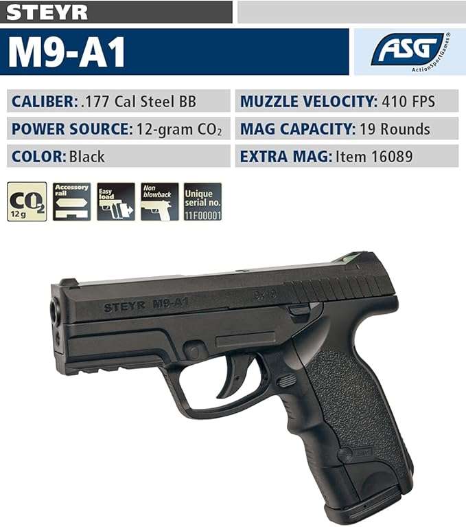 ASG STEYR MANNLICHER M9-A1 Non-Blowback, CO2 Gas Gun ,4.5mm BB  CO2 -BB Gas Gun
