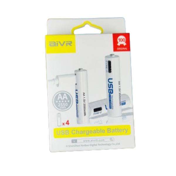 Aivr- x 4 - aa - 2550 mwh 1.5v - usb 'C'-  rechargeable batteries