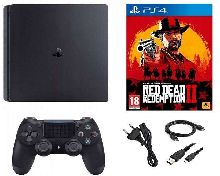 Ps4 slim console 500GB- Red Dead Redemption 2 (+HDR) including 1x controller and cables