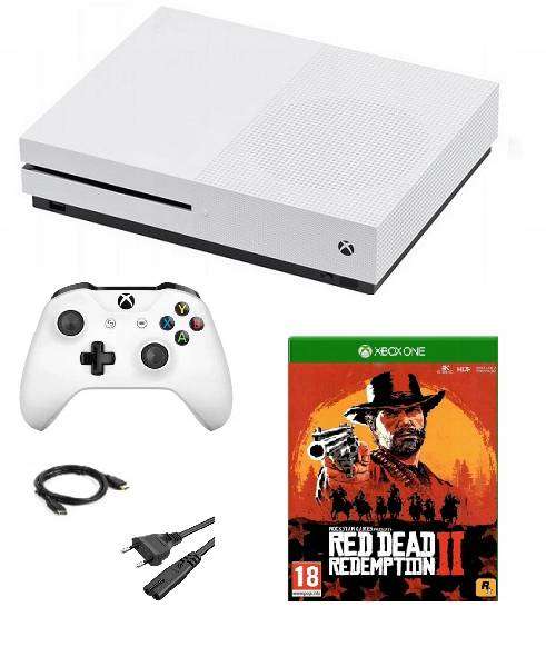 Xbox One S 500gb console with Red Dead Redemption 2 - 1x controller with cables