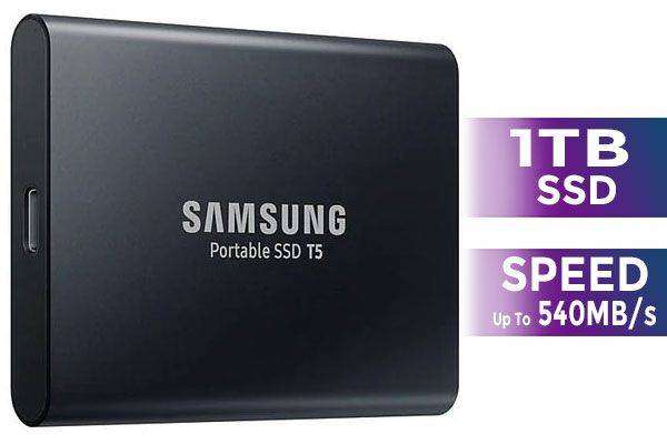 Samsung T5 1TB USB 3.1 Portable Solid State Drive (SSD) - Black / USB 3.1 Gen.2 - boxed