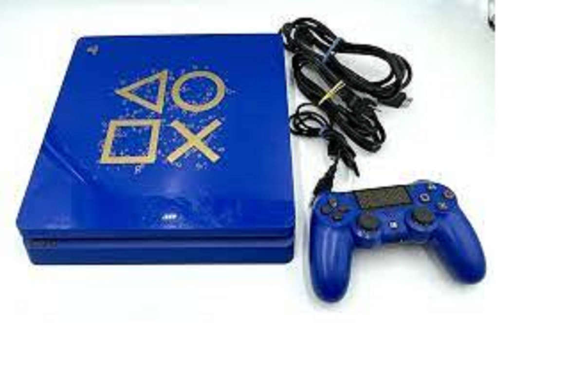 Ps4 slim -limited edition blue- console 1tb, hdr+ including 1controller and cables