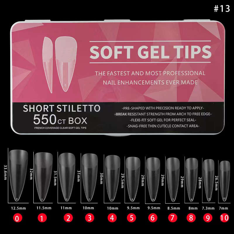 Soft Gel Tips Short Stiletto 550pcs