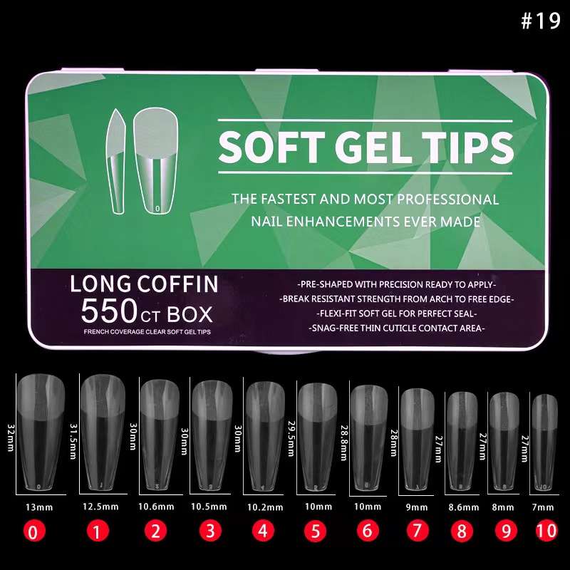 Soft Gel Tips  Long Coffin 550pcs