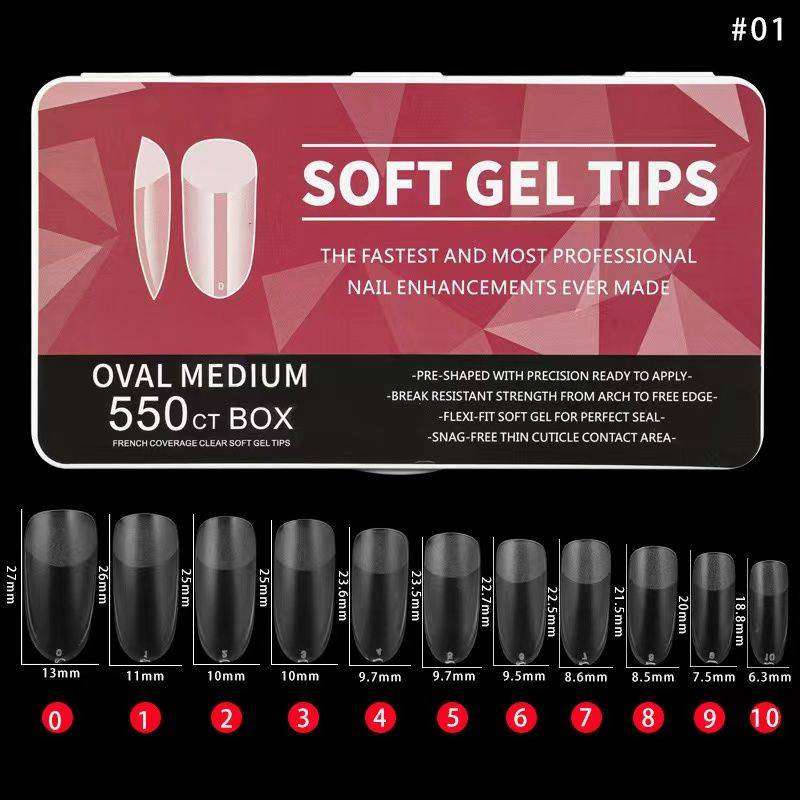 Soft Gel Tips  1 - Oval Medium 550pcs