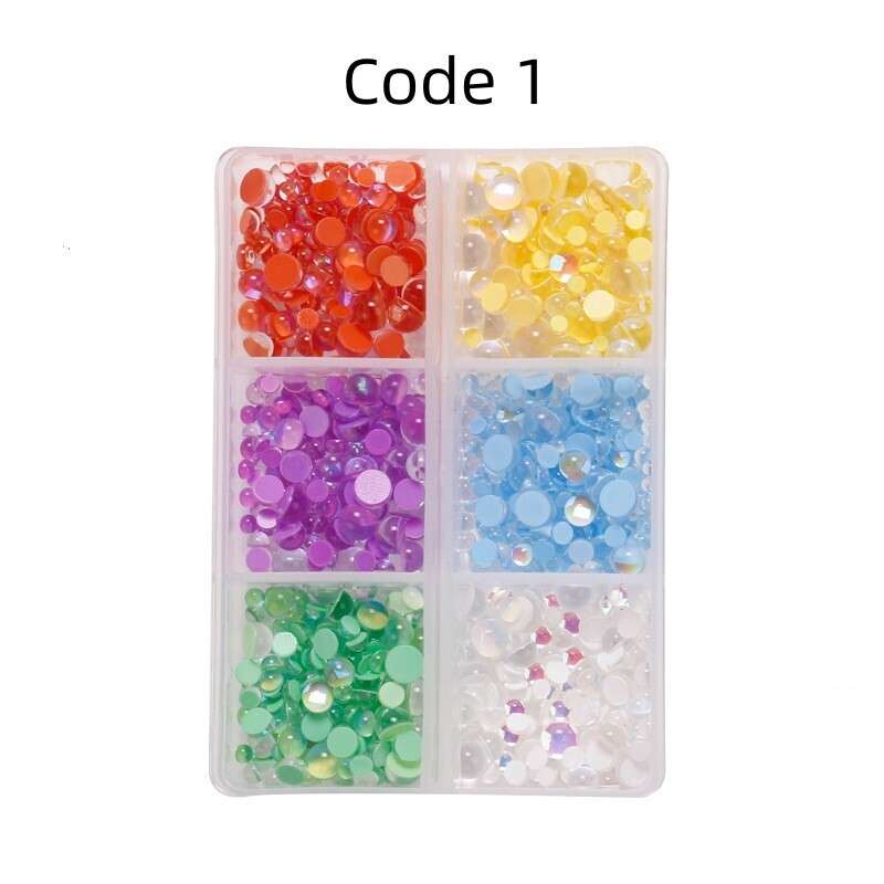 Resin Mermaid Candy Round Flat Bottom Nail Decoration-1