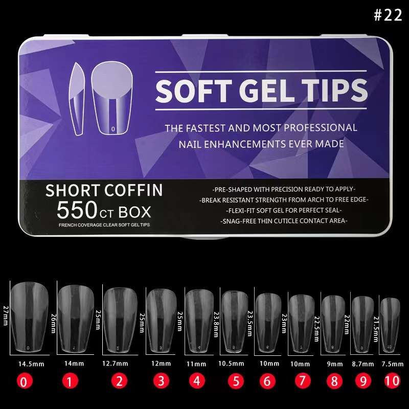 Soft Gel Tips Short Coffin 550pcs