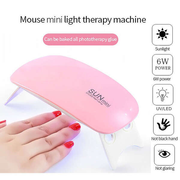 Mini UV LED Nail Lamp, Portable Gel Light Mouse Shape Pocket Size Nail Dryer with USB Cable for All