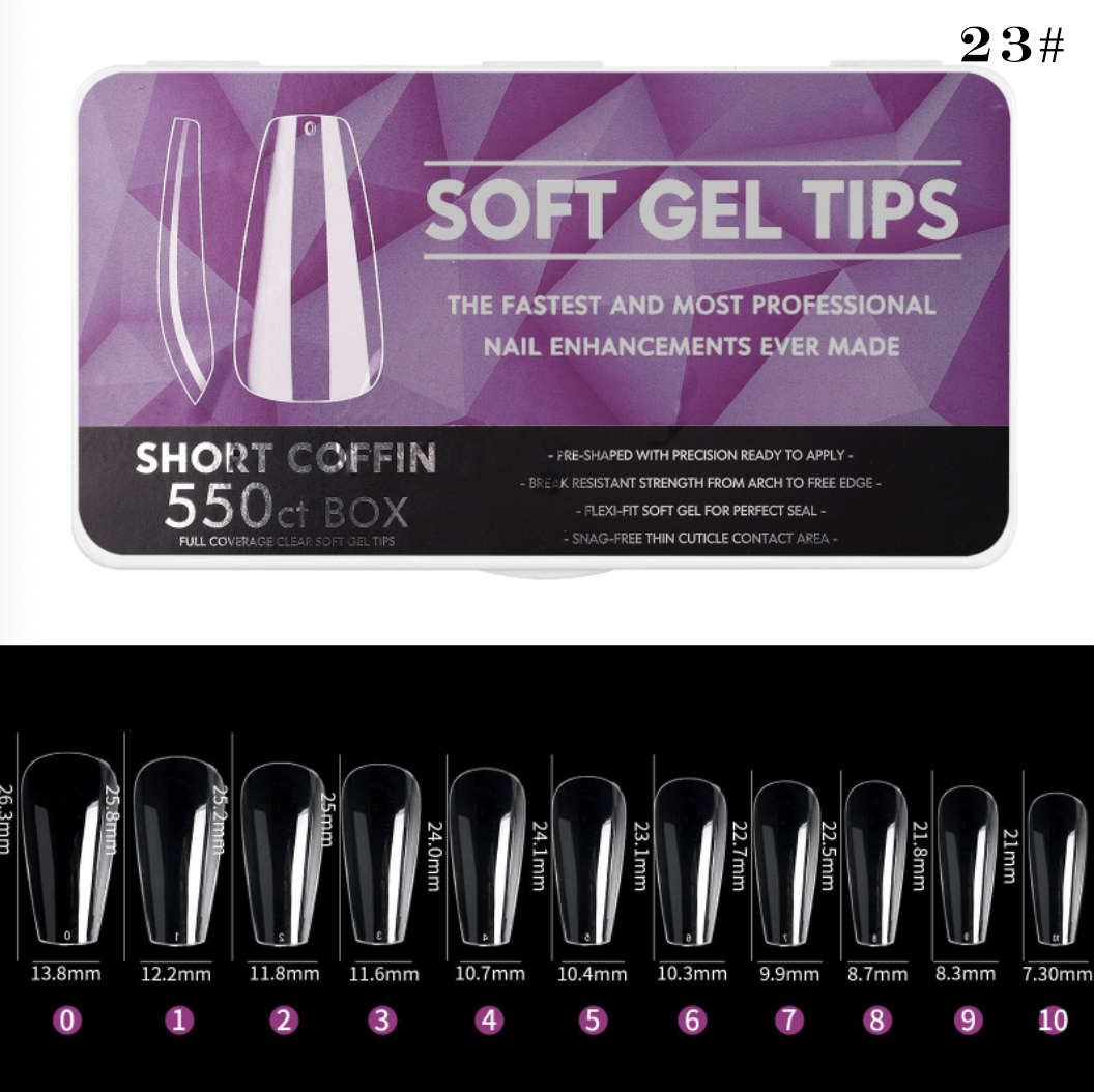 Soft Gel Tips Short Coffin 550pcs