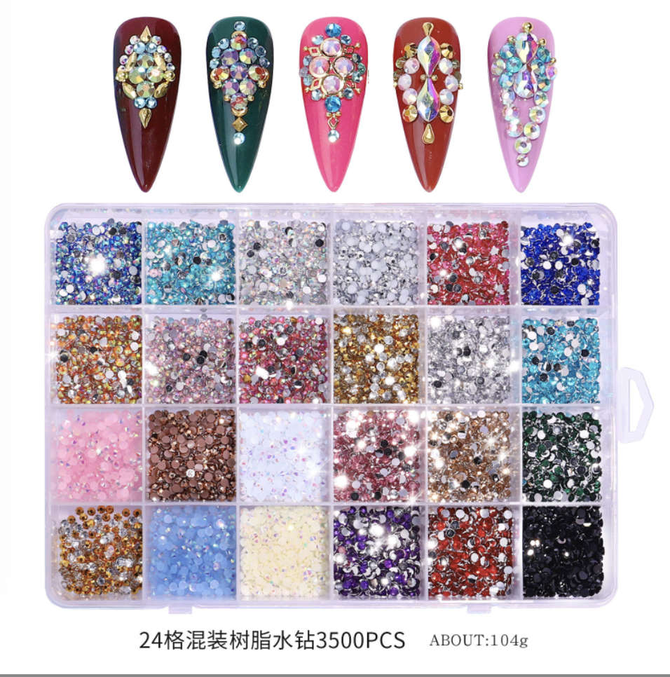 Resin 24 Grid fluorescent electroplating AB DIY 3500PCS