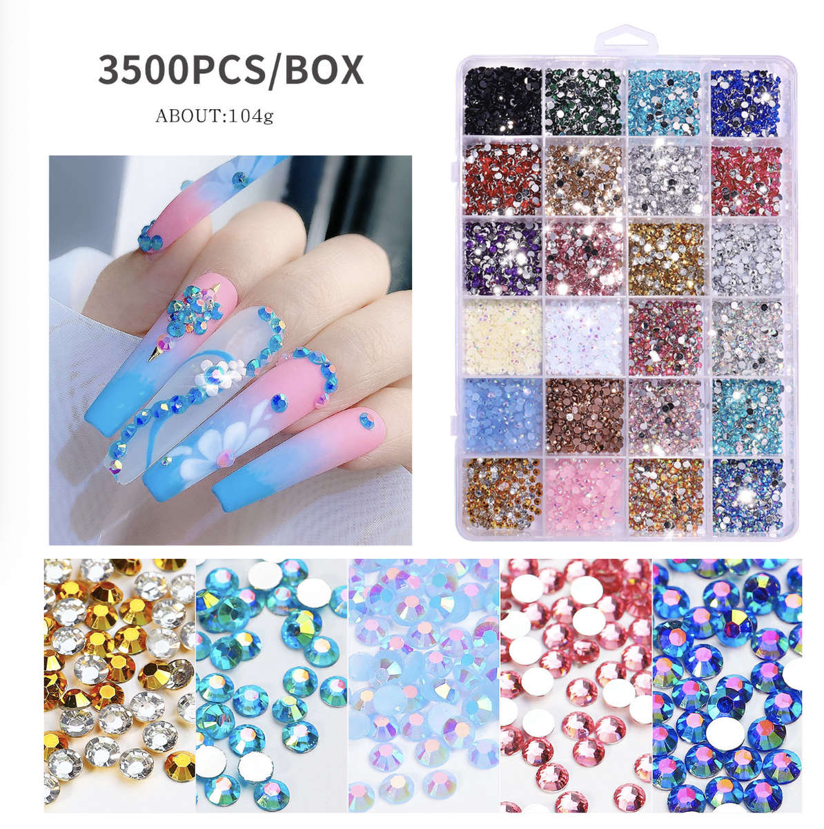 Resin 24 Grid fluorescent electroplating AB DIY 3500PCS