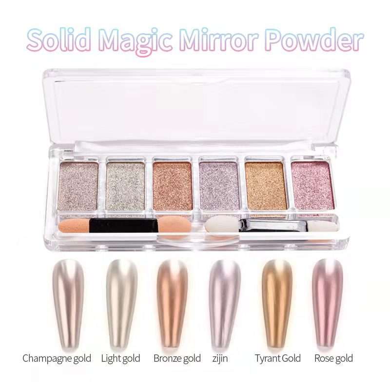 6 Colours Solid Mirror Chrome Powder- Solid Magic Mirror Powder