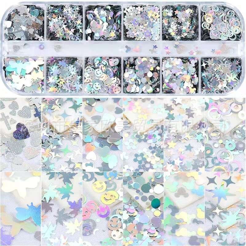 12 Grid Laser Nail Decoration