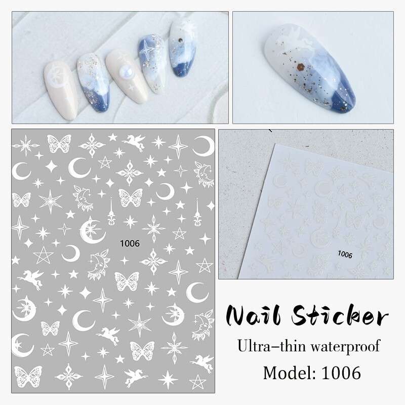 Nail Sticker - JO1006 White Pegasus Butterfly Moon Star