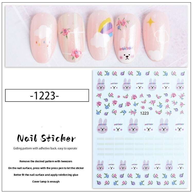 Nail Sticker - JO1223 Rabbit Flower