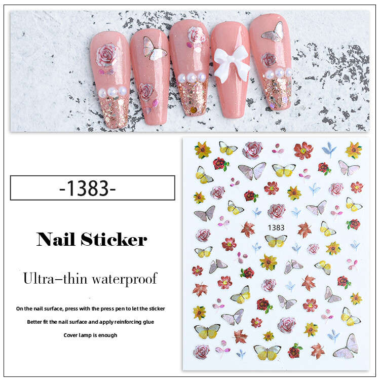 Nail Sticker - JO1383 Flower Butterfly