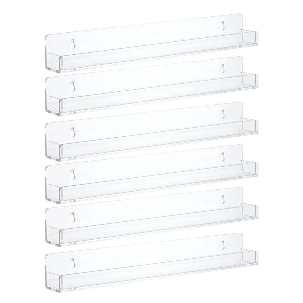 6 Pack Nail Polish Rack Wall Mounted Shelf, Clear Acrylic Nail Polish Organizer Display