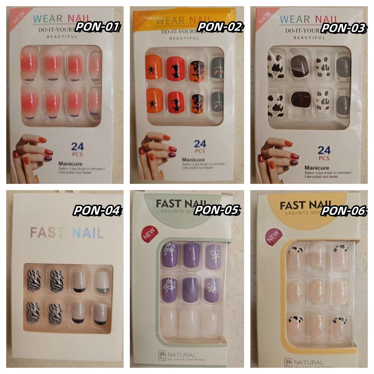Press On Nails 24pcs  message number of box