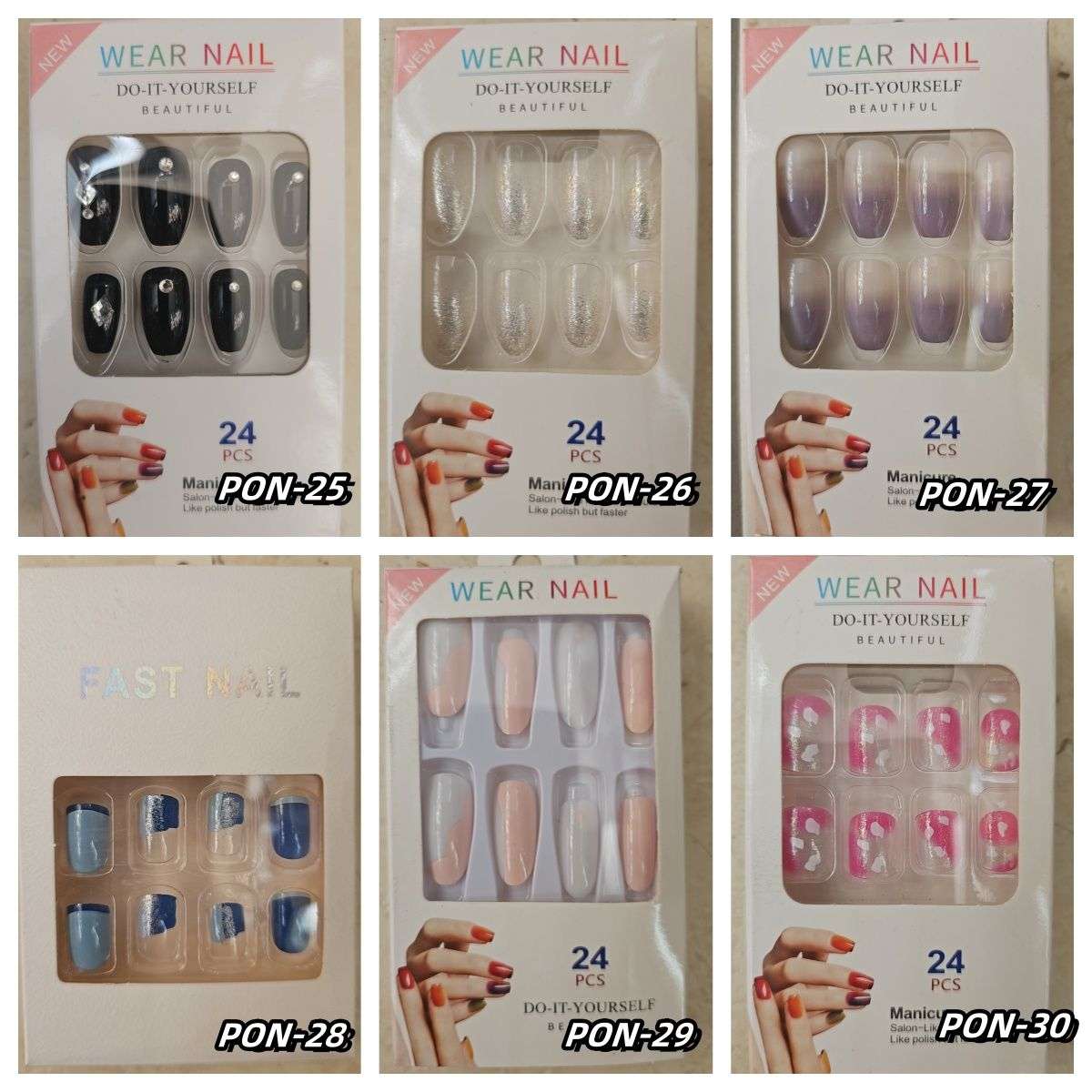 Press On Nails 24pcs  message number of box
