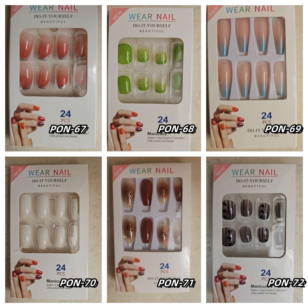 Press On Nails 24pcs  message number of box
