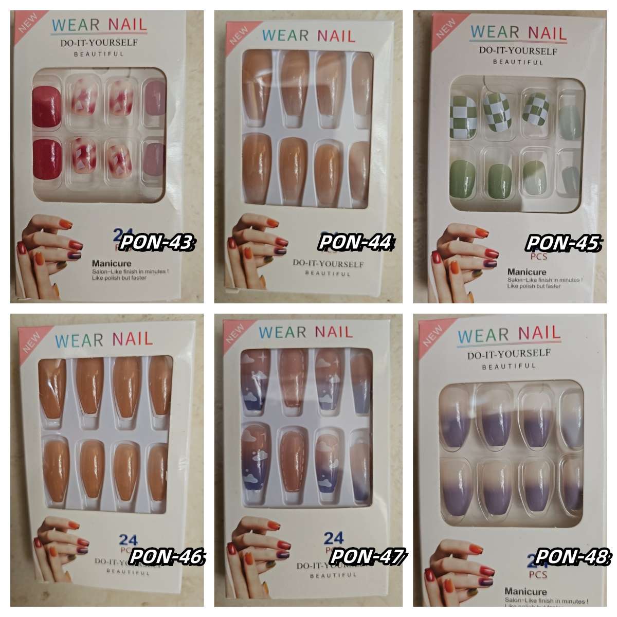 Press On Nails 24pcs  message number of box