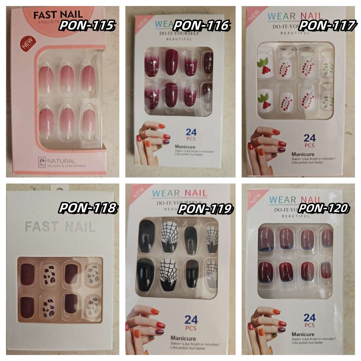Press On Nails 24pcs  message number of box
