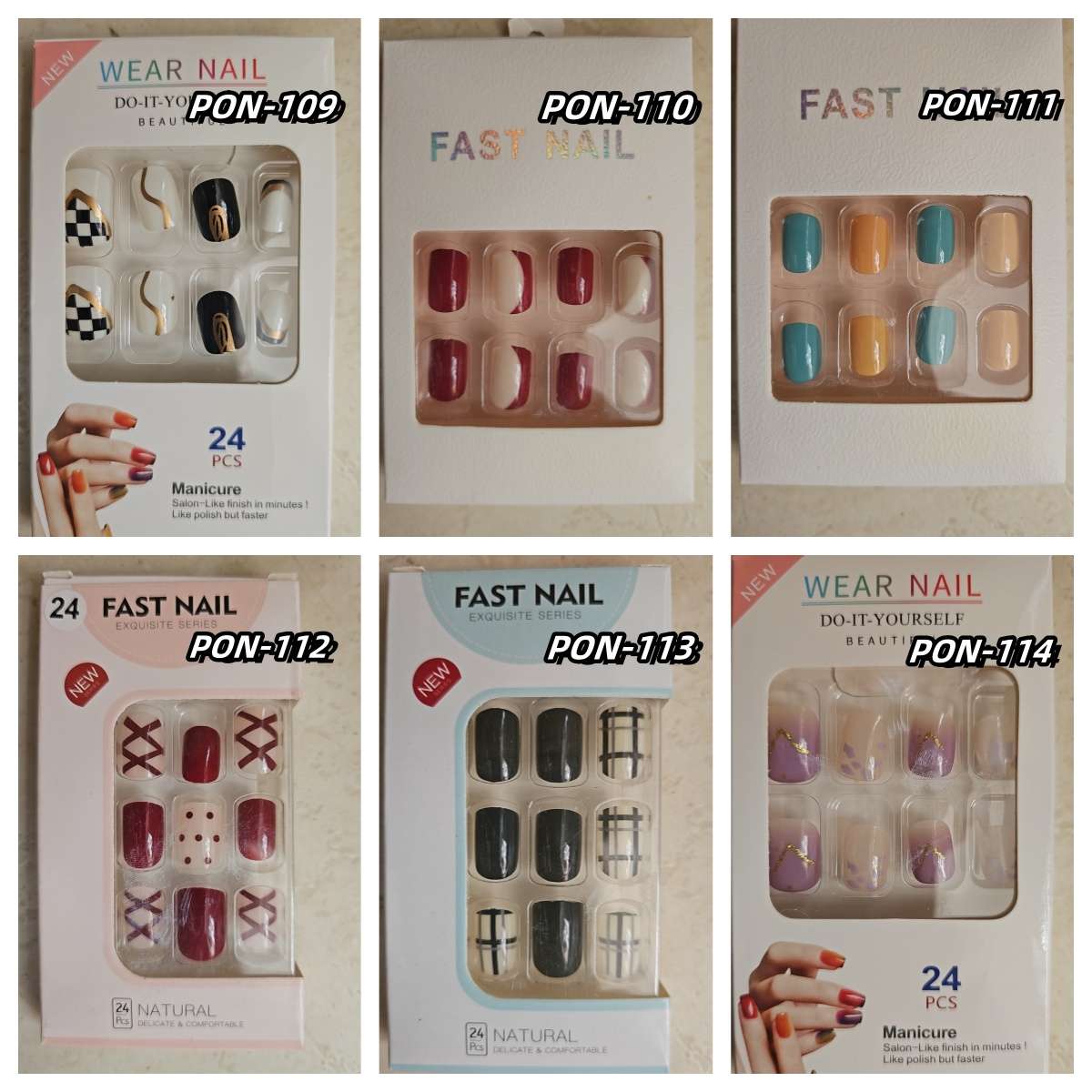 Press On Nails 24pcs  message number of box