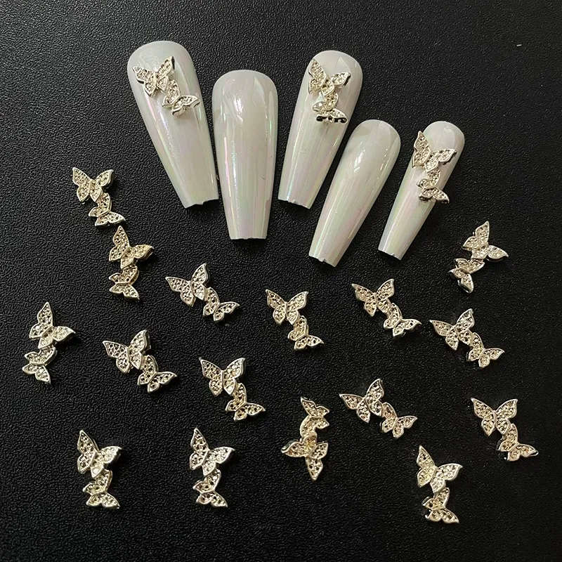 Alloy Butterfly Nail Rhinestones 10pcs