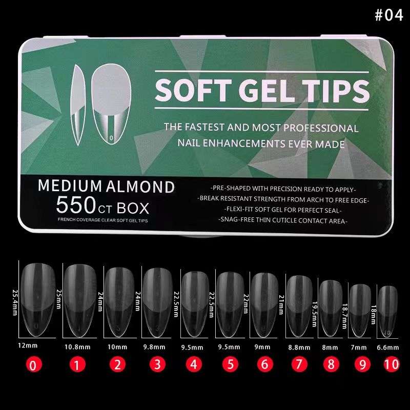 Soft Gel Tips Medium Almond 550pcs