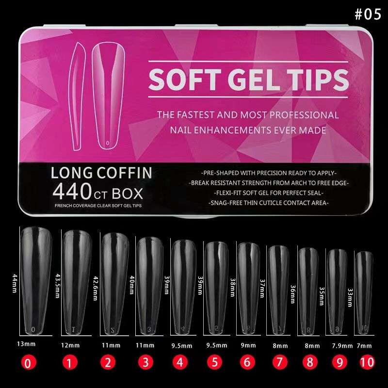Soft Gel Tips Long Coffin 440pcs