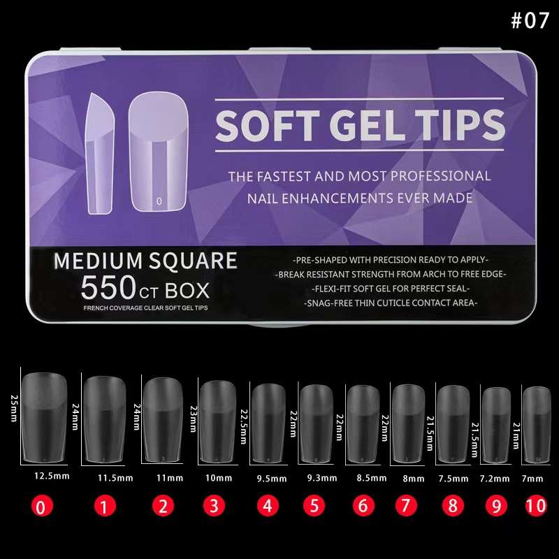 Soft Gel Tips  Medium Square 550pcs