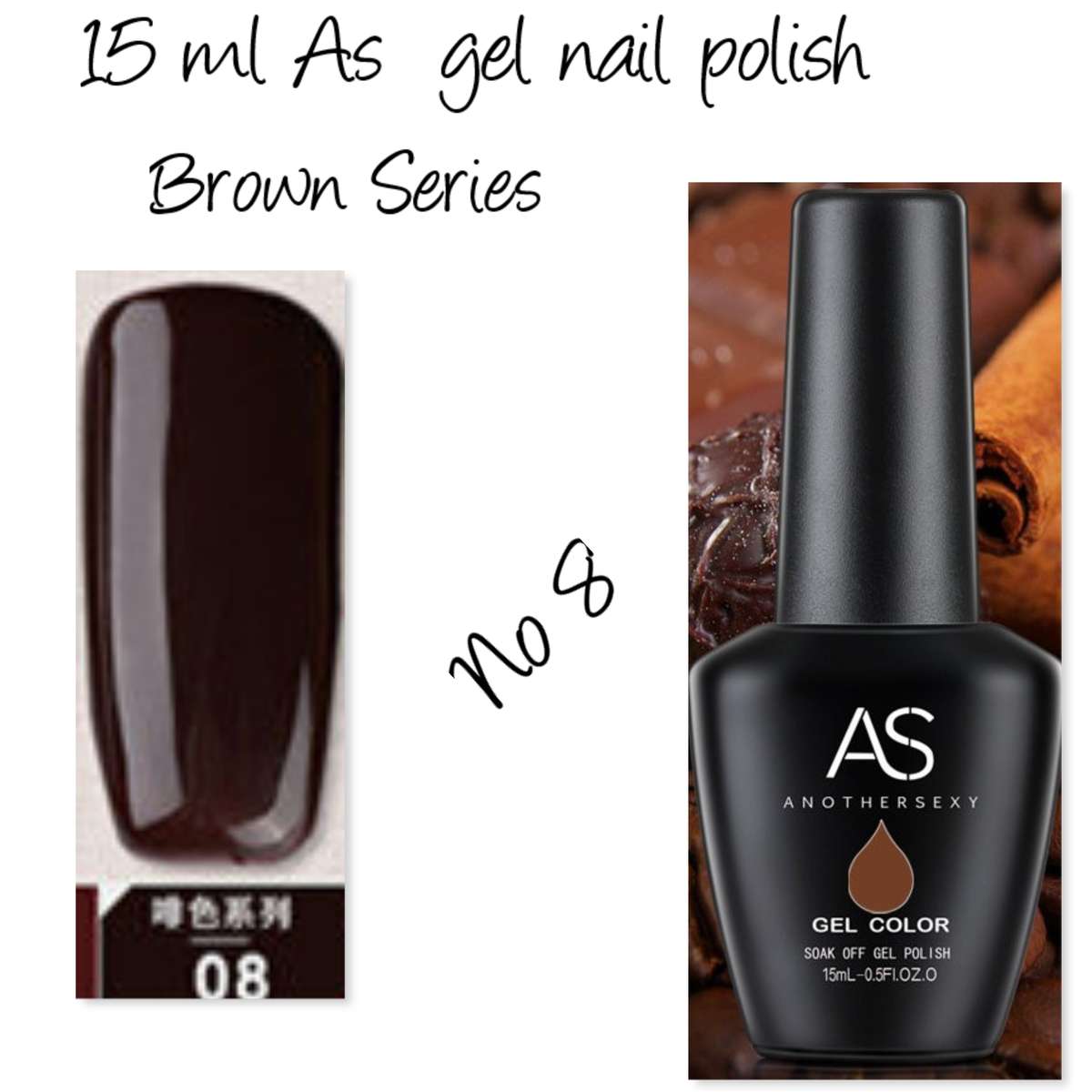 AS UV/LED Gel Polish 15ml - Brown   no 8