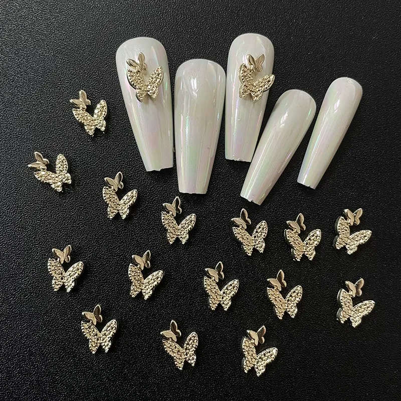 Alloy Butterfly Nail Rhinestones 10pcs -   Gold