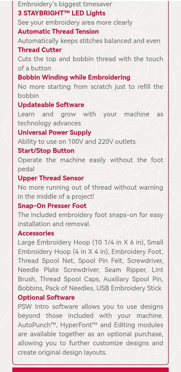 Singer Quantum Stylist EM 200 Embroidery Machine