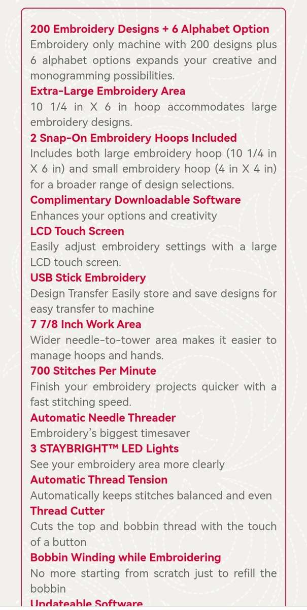 Singer Quantum Stylist EM 200 Embroidery Machine