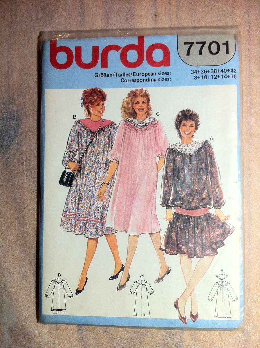 Burda 7701 Maternity Dress. Size 34-42. Complete Uncut F/F