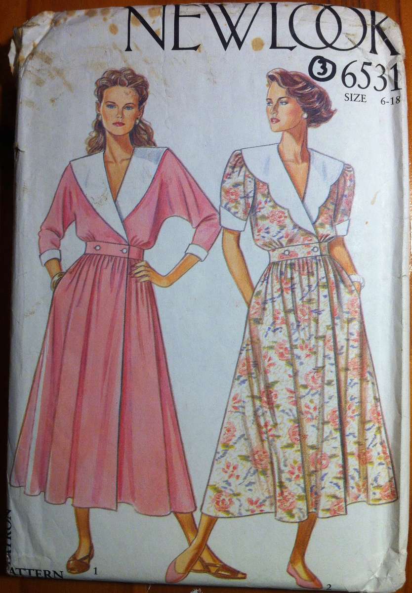 New Look 6531 Wrap Dresses. Size 6-18. Complete Uncut F/F