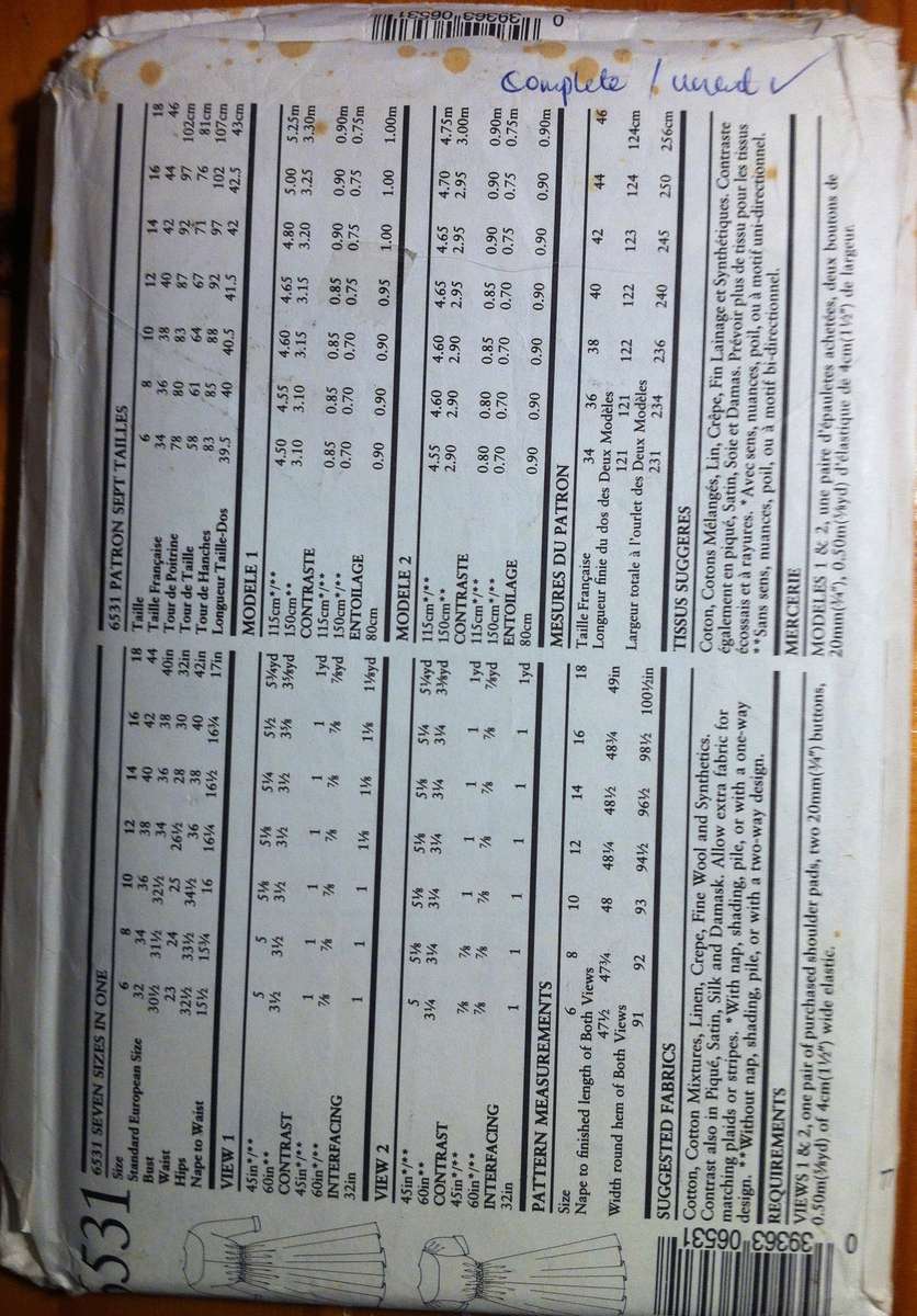 New Look 6531 Wrap Dresses. Size 6-18. Complete Uncut F/F