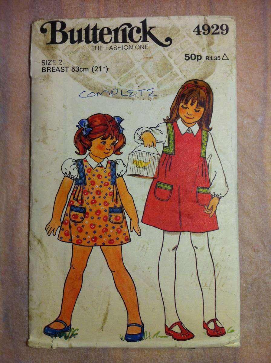 Butterick 4929 Childs Jumper and Blouse. Size 2 / Chest 53 cm. Complete