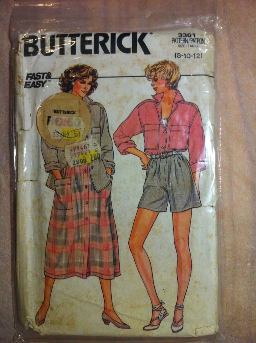 Butterick 3301 Shirt, Skirt & Shorts. Size 8,10,12. Complete, Uncut F/F